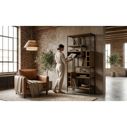 REGAŁ NA KSIĄŻKI METALOWE DREWNO LITE DĄB JESION OLCHA RNK-108